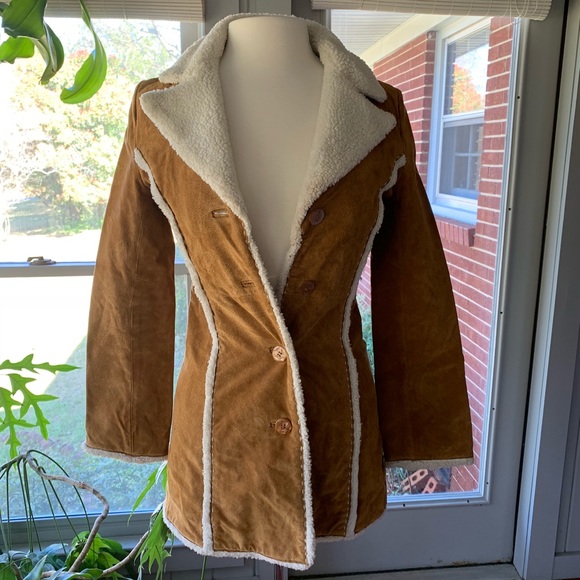 Vintage Jackets & Blazers - Shearling jacket, boho, real suede